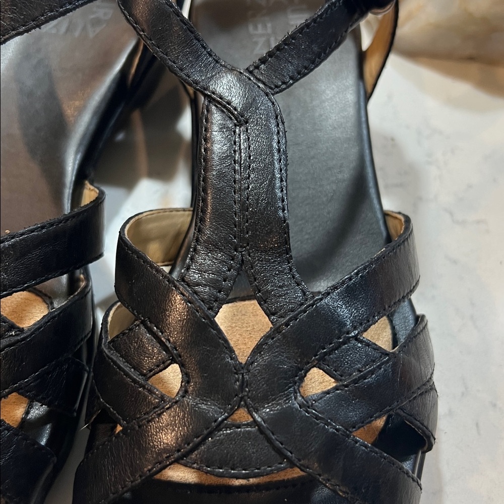Naturalizer Black Womens Nella Leather Buckle Wedges Size 8.5 - Picture 12 of 16